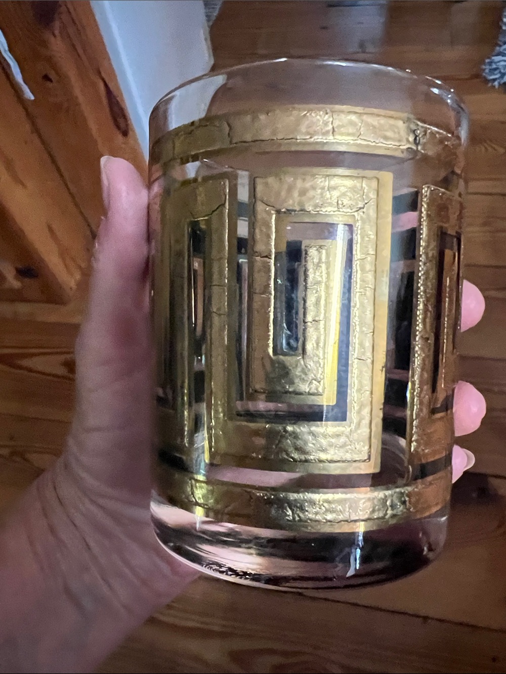 MCM Culver Greek Key Barware Whiskey Glass Set Of 3